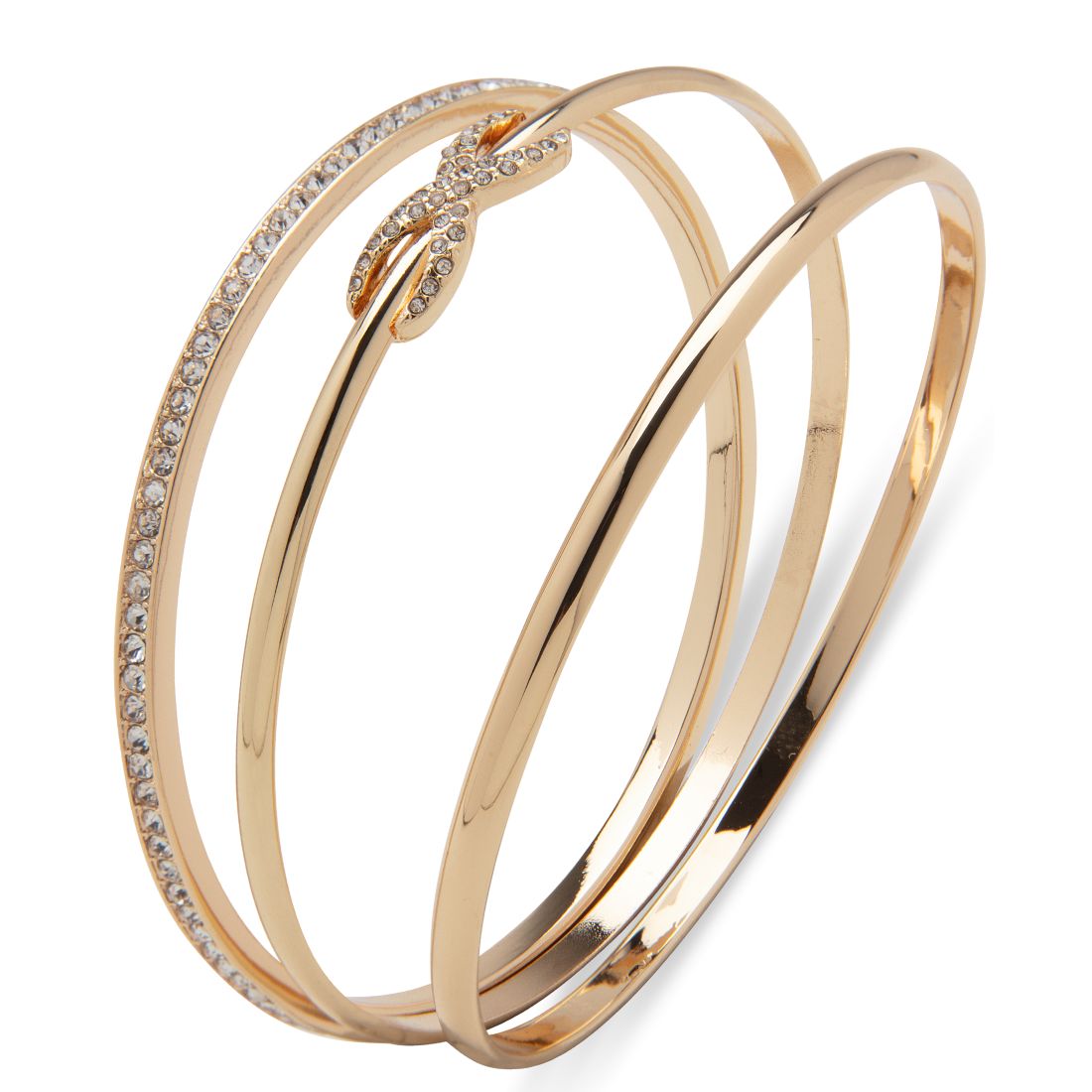 Anne Klein Gold-Tone 3-Pc. Set Pave Infinity Bangle Bracelets