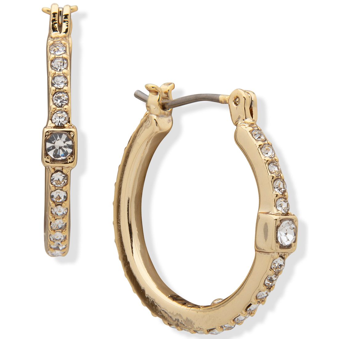 Dkny Crystal Cube Small Hoop Earrings, .9"
