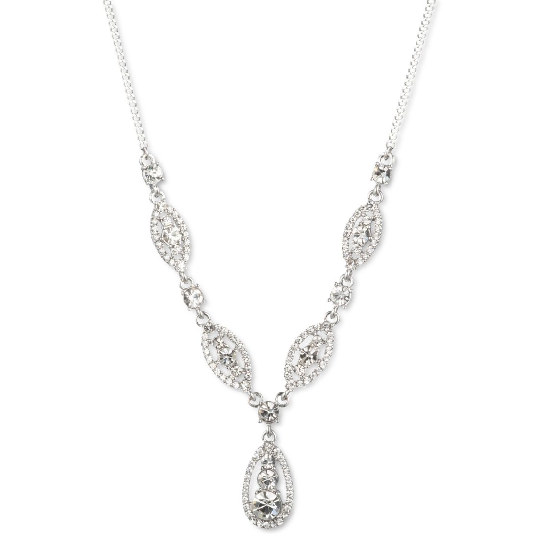 Givenchy Crystal Trio Lariat Necklace, 16" + 3" extender