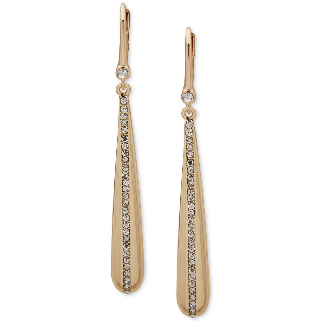 Dkny Gold-Tone Crystal Pave Stripe Linear Earrings
