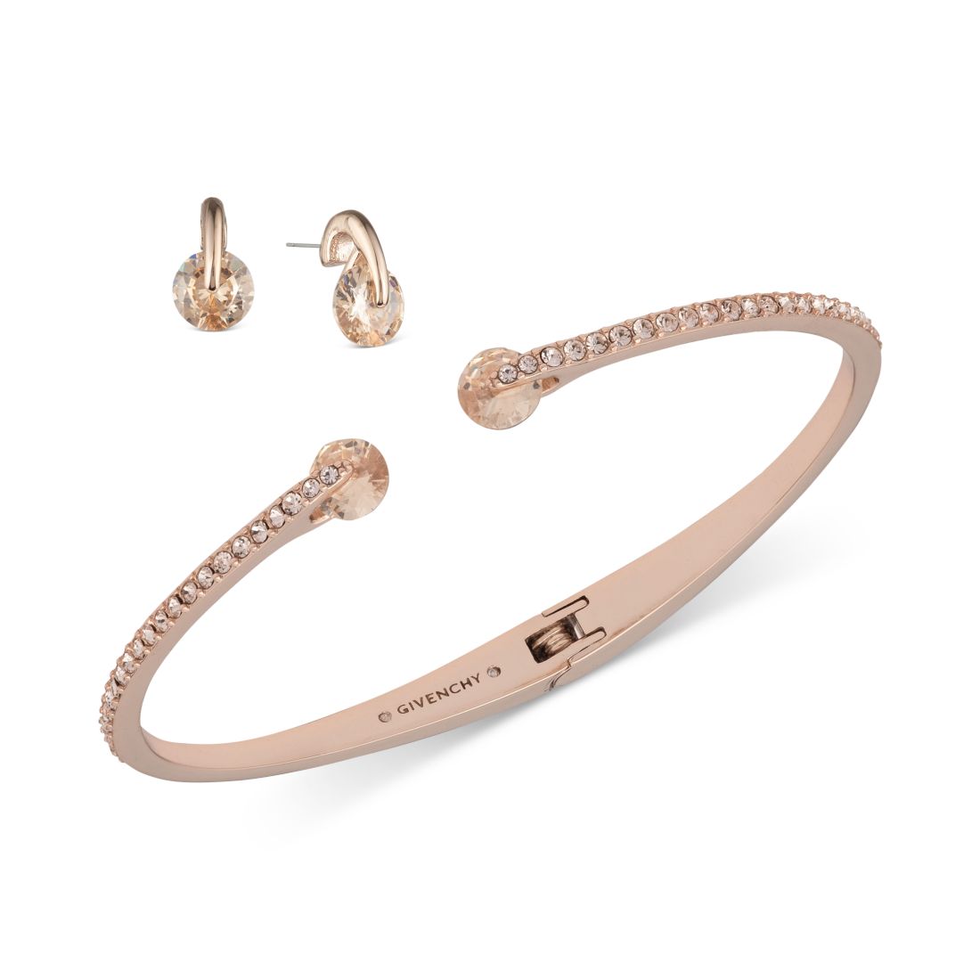 Givenchy 2-Pc. Set Color Floating Stone & Crystal Cuff Bangle Bracelet & Matching Stud Earrings