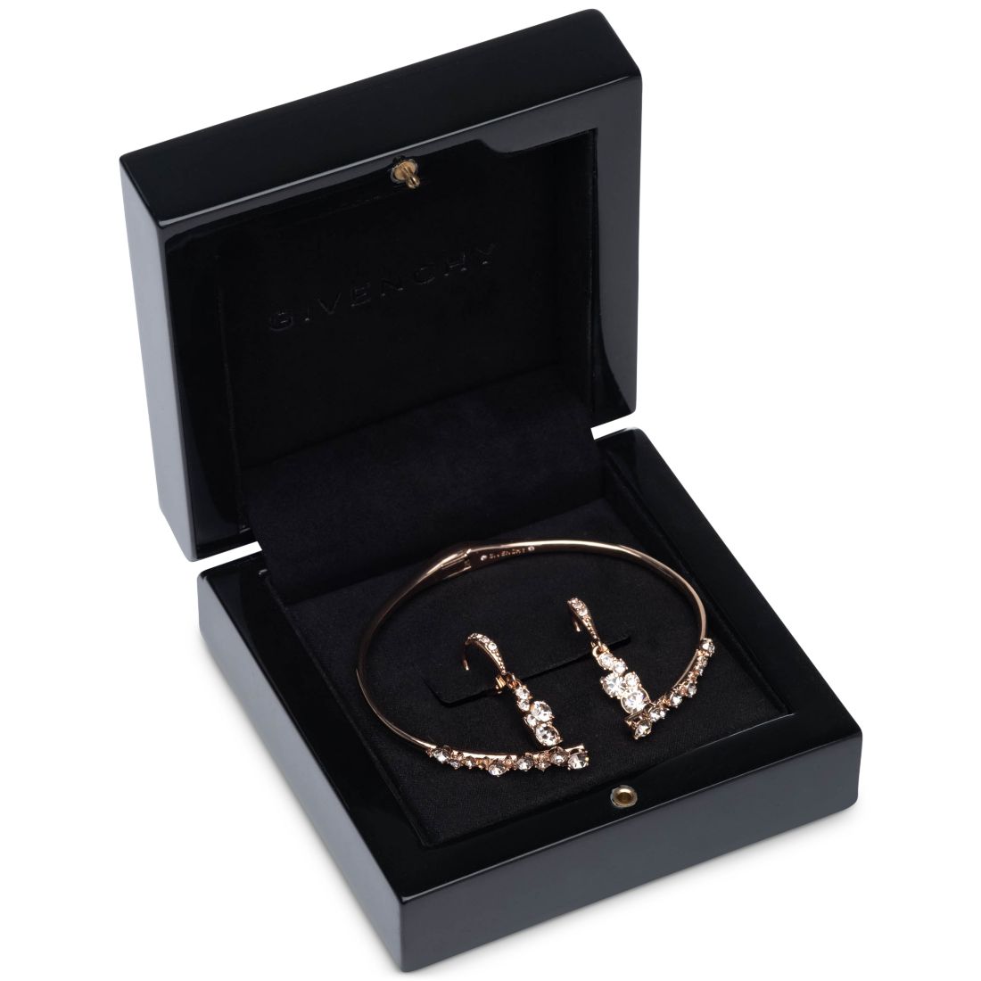 Givenchy Silver-Tone 2-Pc. Set Stone Scatter Cluster Cuff Bangle Bracelet & Matching Drop Earrings