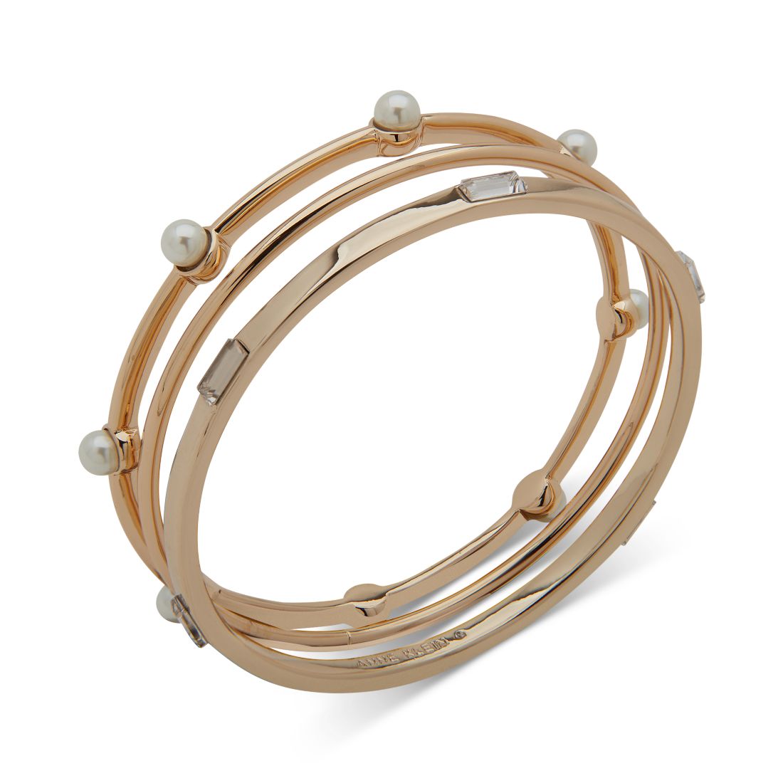 Anne Klein Gold-Tone 3-Pc. Set Boxed Crystal Bangle Bracelets