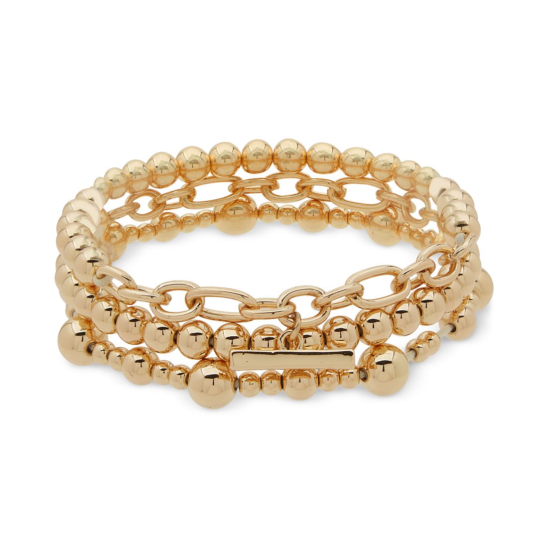 Anne Klein Gold-Tone Beaded Multi-Row Stretch Bracelet