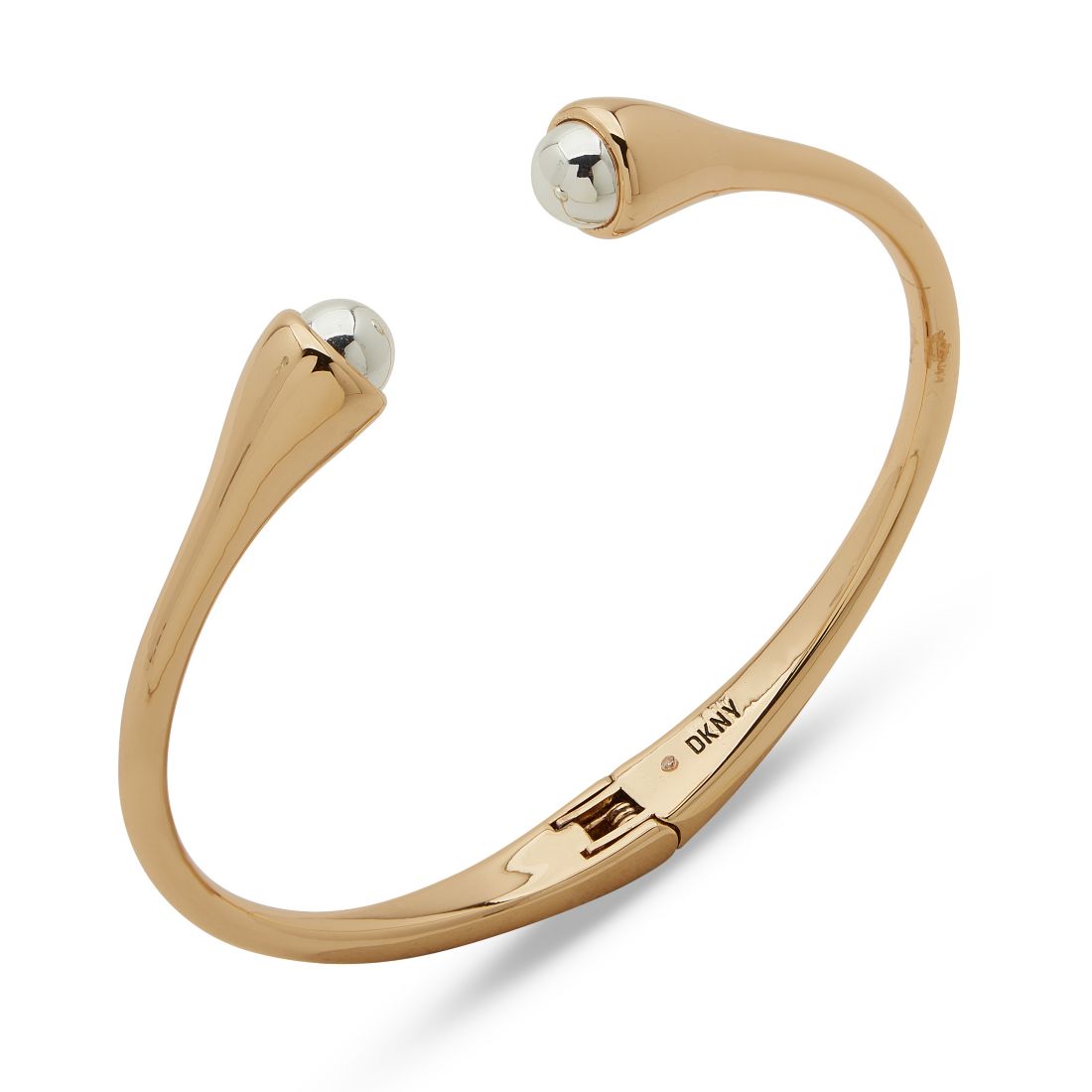 Dkny Two-Tone Bead-Tipped Hinged Cuff Bracelet