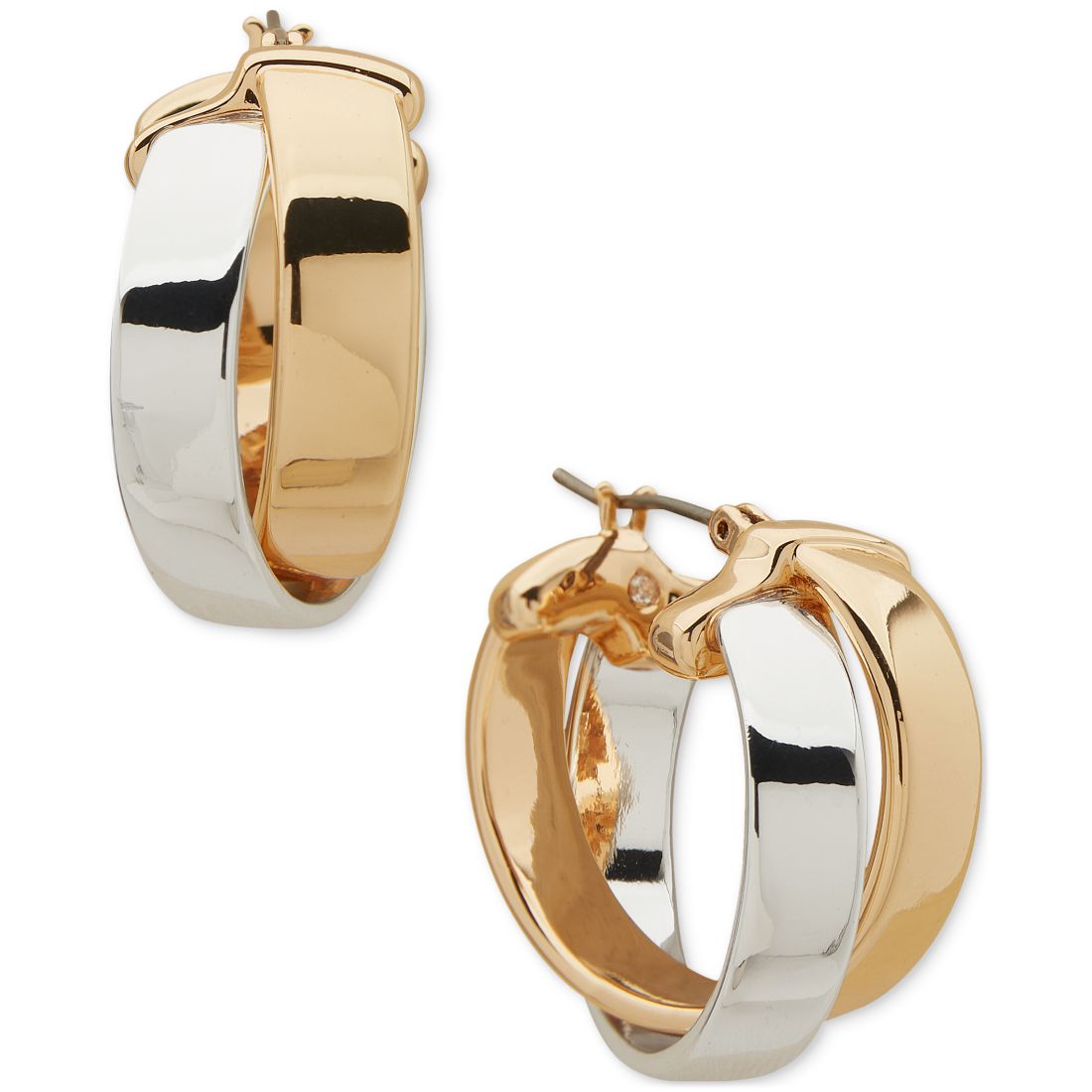 Dkny Two-Tone Medium Crossover Hoop Earrings