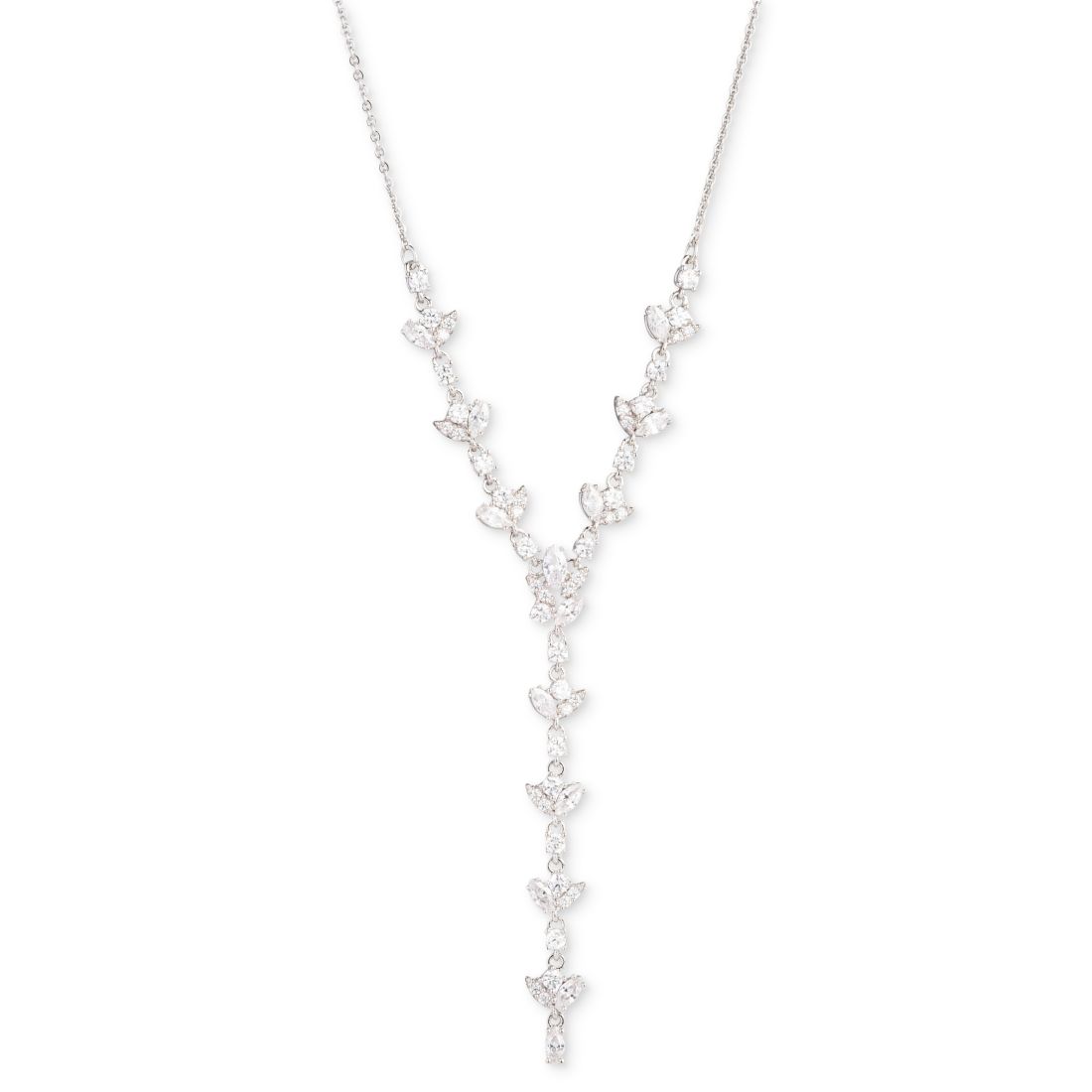 Givenchy Silver-Tone Crystal Cubic Zirconia Lariat Necklace, 16" + 3" extender