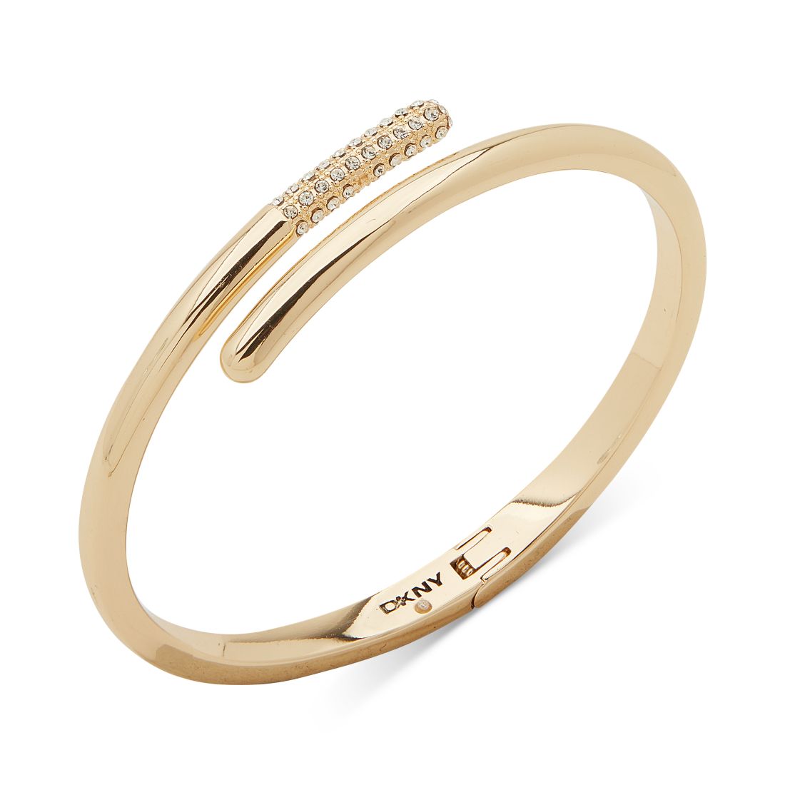 Dkny Gold-Tone Pave Crystal Bypass Bangle Bracelet
