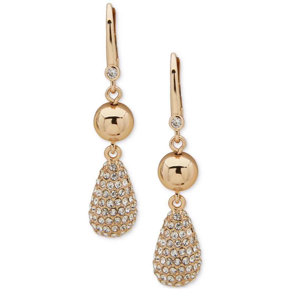 Dkny Gold-Tone Crystal Teardrop Double Drop Earrings