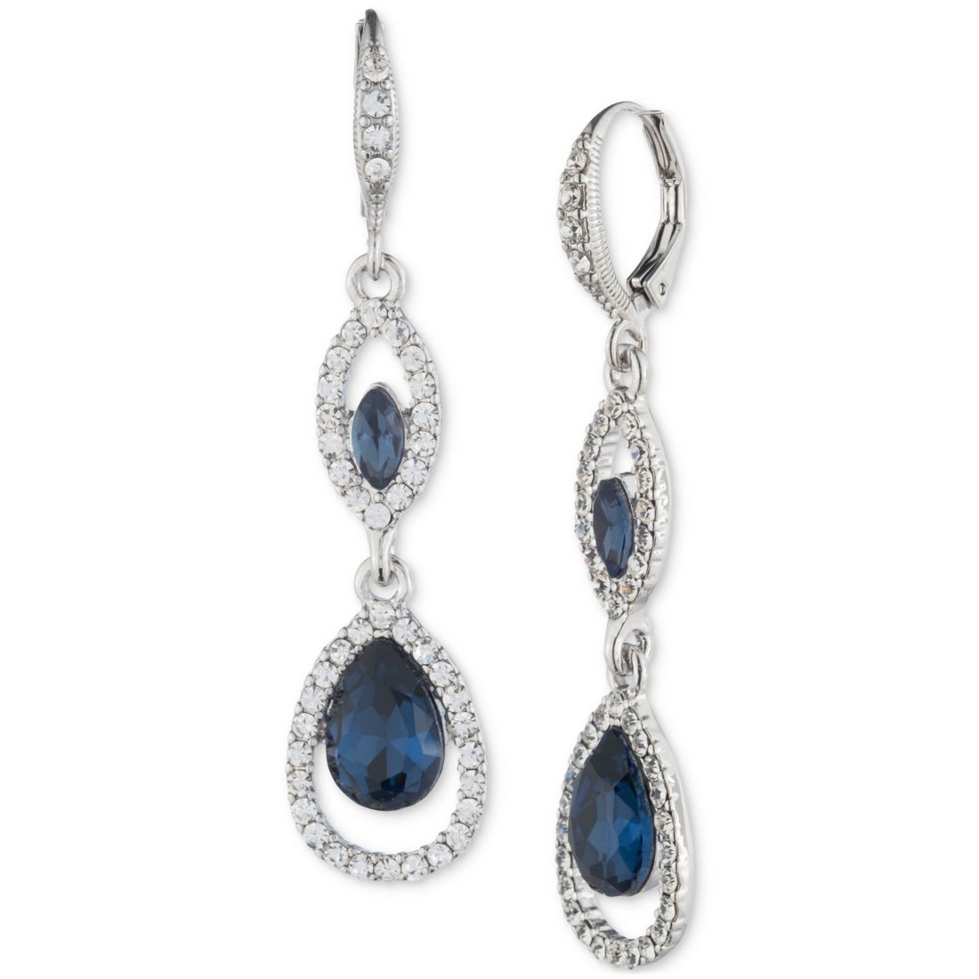 Givenchy Pave & Color Crystal Double Drop Earrings