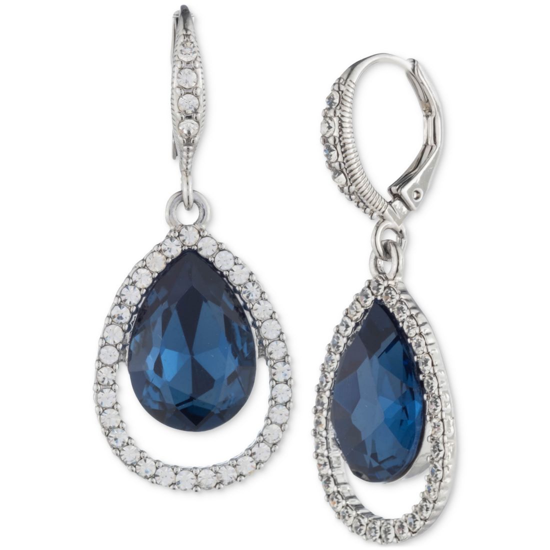 Givenchy Silver-Tone Pave & Color Crystal Drop Earrings