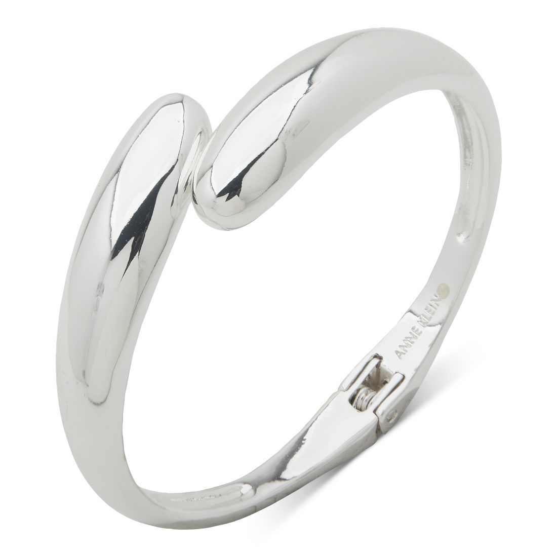 Anne Klein Silver-Tone Open Spring Hinge Bangle Bracelet