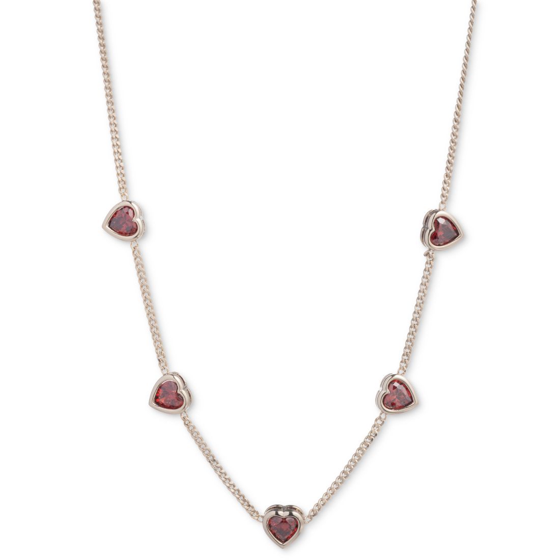 Givenchy Gold-Tone Red Cubic Zirconia Heart Statement Necklace, 16" + 3" extender