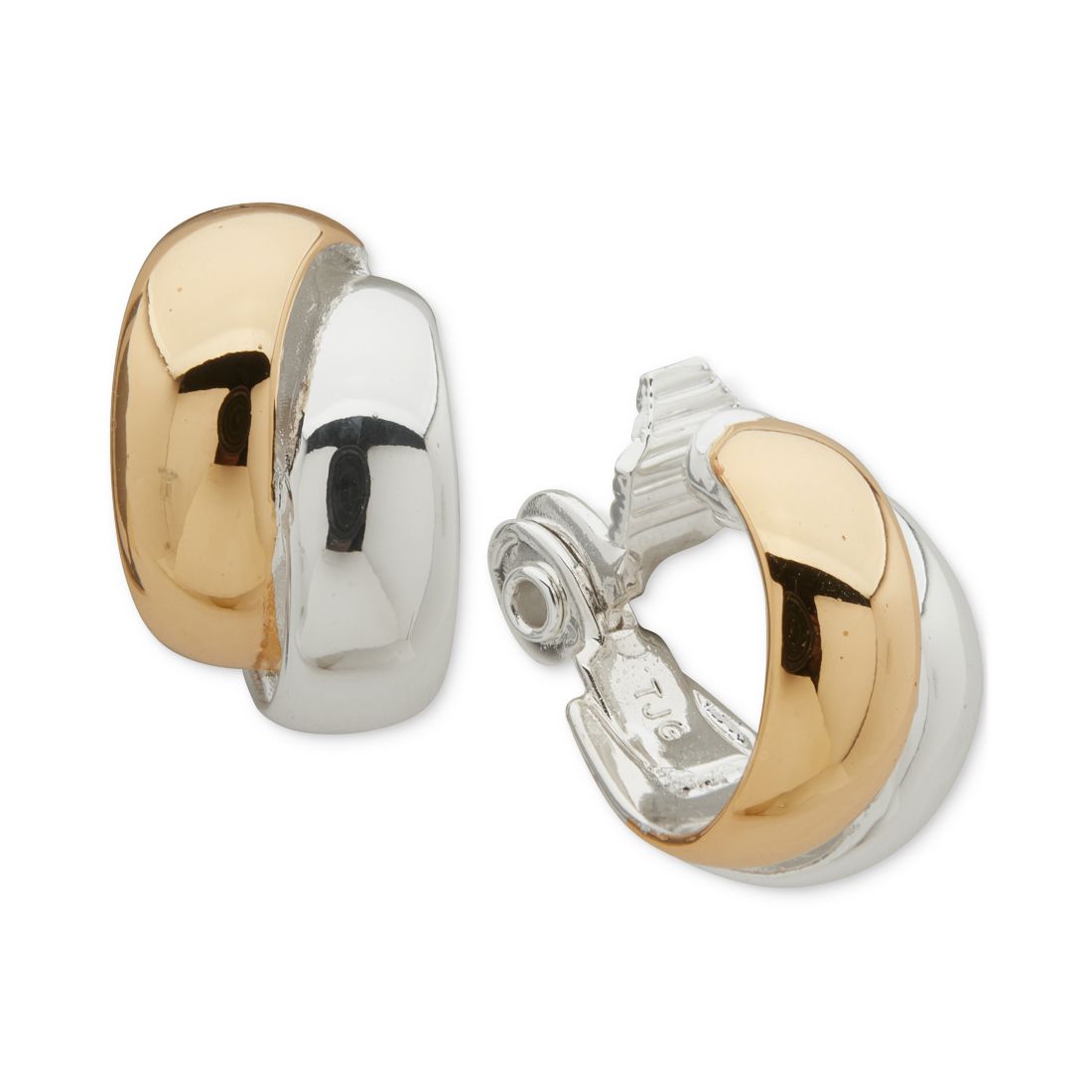Anne Klein Two-Tone Two-Row Button Clip Earrings