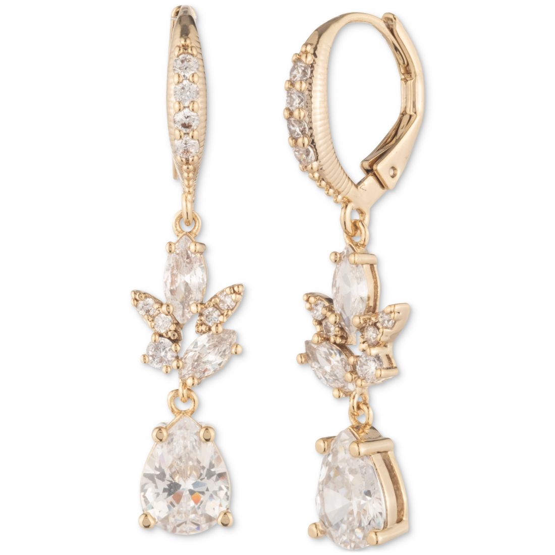 Givenchy Gold-Tone Cubic Zirconia Double Drop Earrings