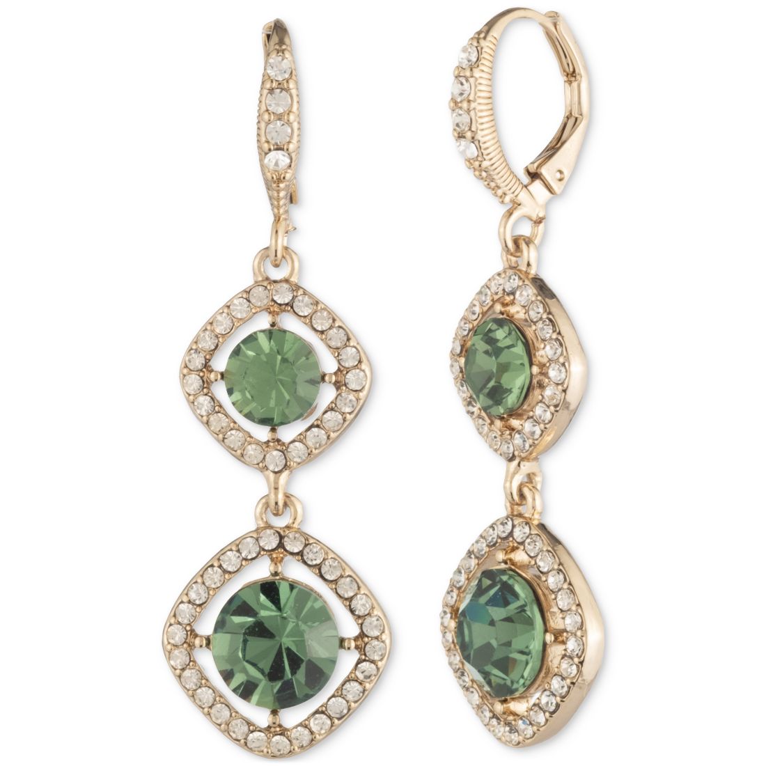 Givenchy Pave & Round Crystal Halo Double Drop Earrings