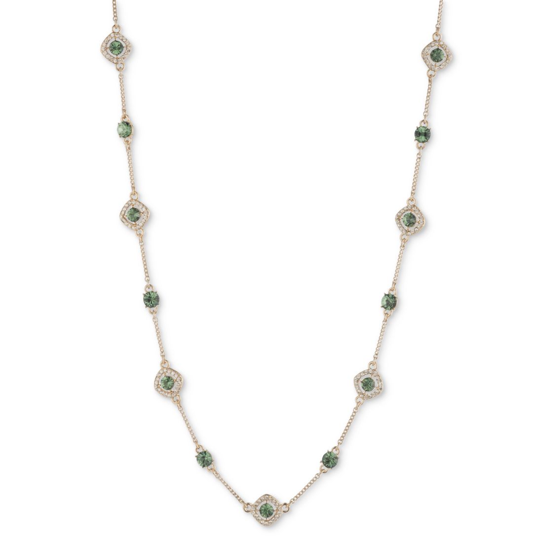 Givenchy Silver-Tone Pave & Round Crystal Halo Station Necklace, 16" + 3" extender