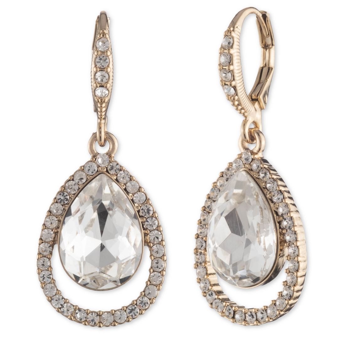 Givenchy Glass Stone Open Pave Pear Drop Earrings