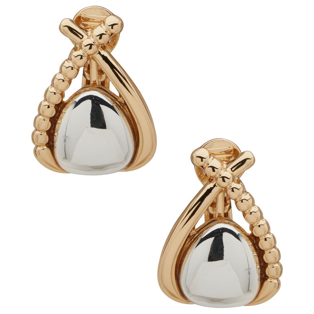 Anne Klein Two-Tone Dimensional Button Earrings