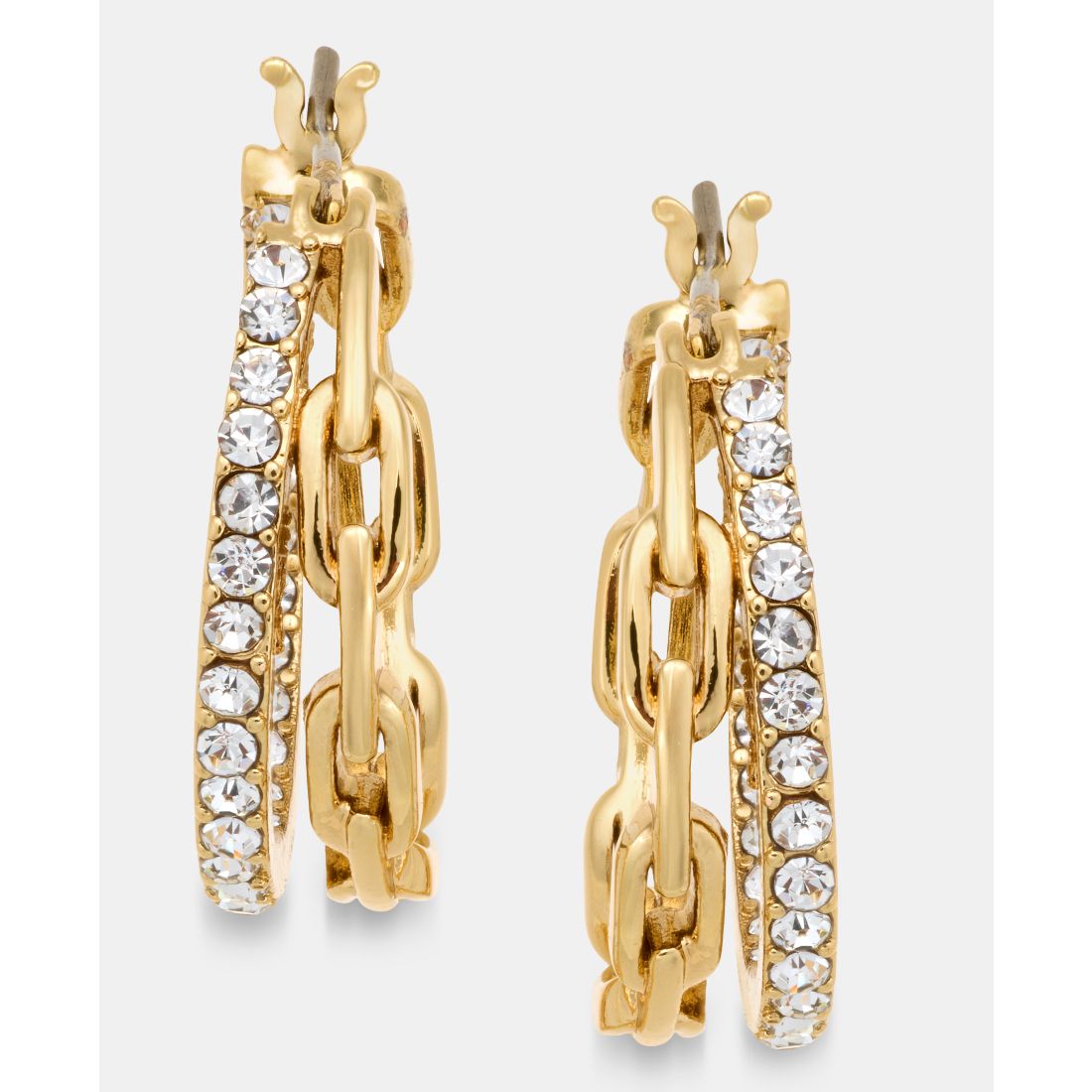 Karl Lagerfeld Paris Chain Pave Split Hoop Earrings