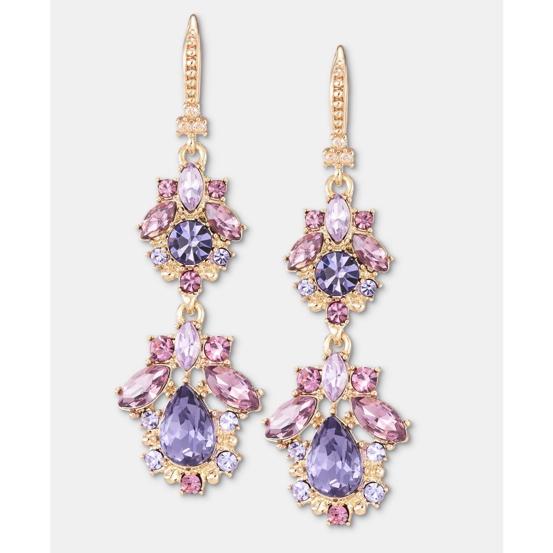 Marchesa Multi-Stone Cluster Double Drop Earrings