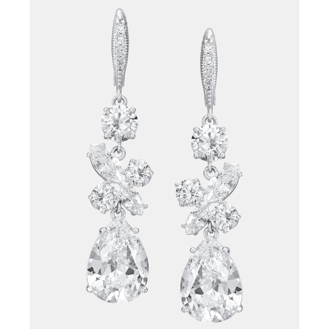 Givenchy Cubic Zirconia Cluster Triple Drop Earrings