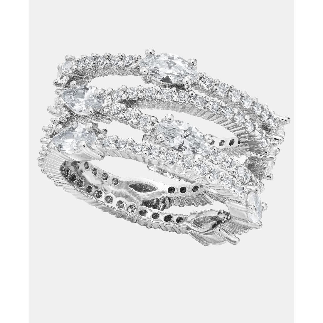 Givenchy Silver-Tone Cubic Zirconia Band Ring