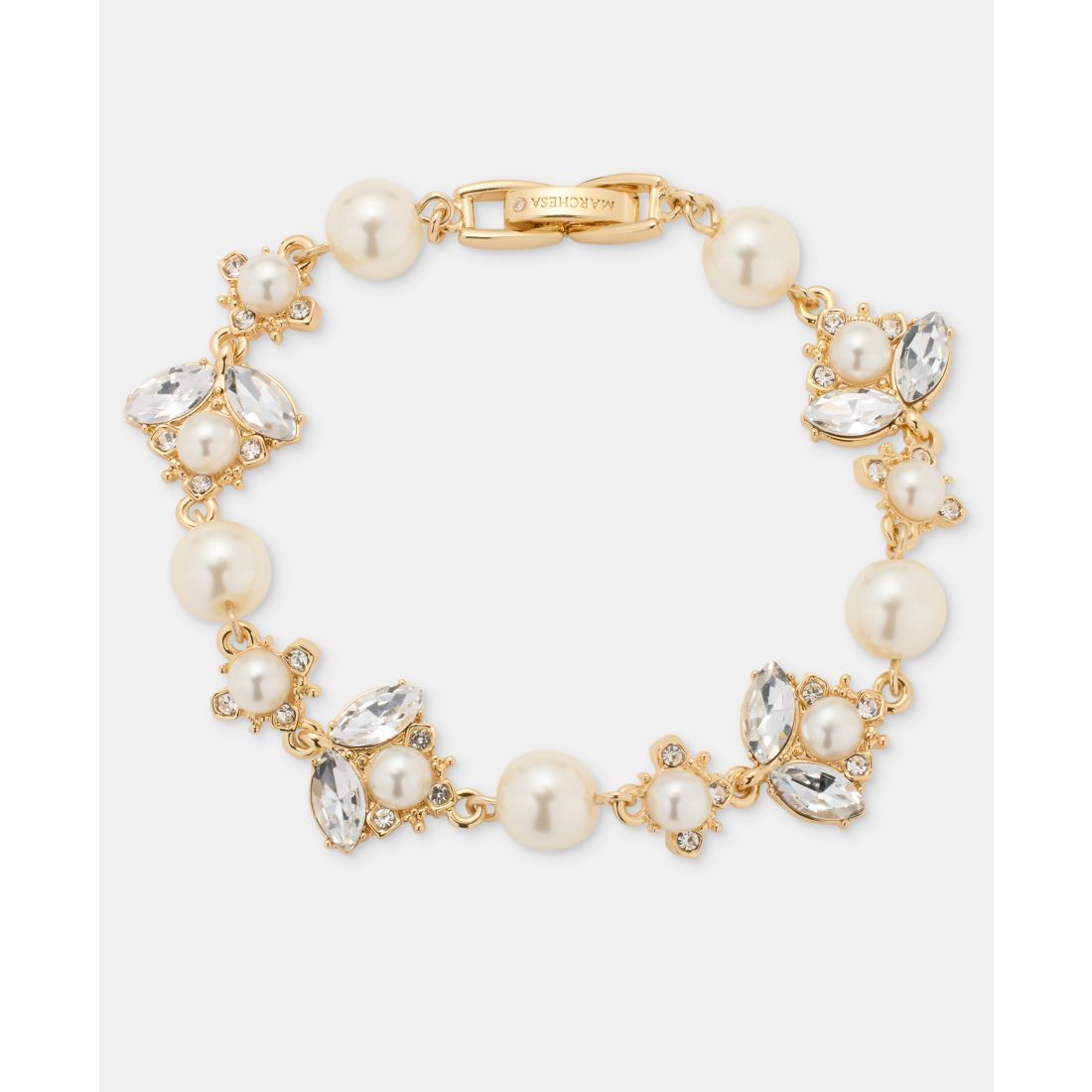 Marchesa Crystal & Imitation Pearl Flex Bracelet