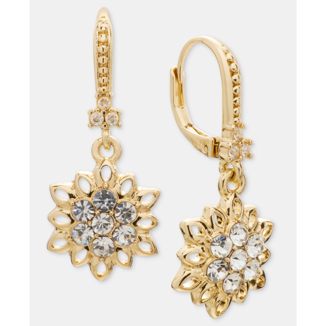 Marchesa Crystal Flower Drop Earrings