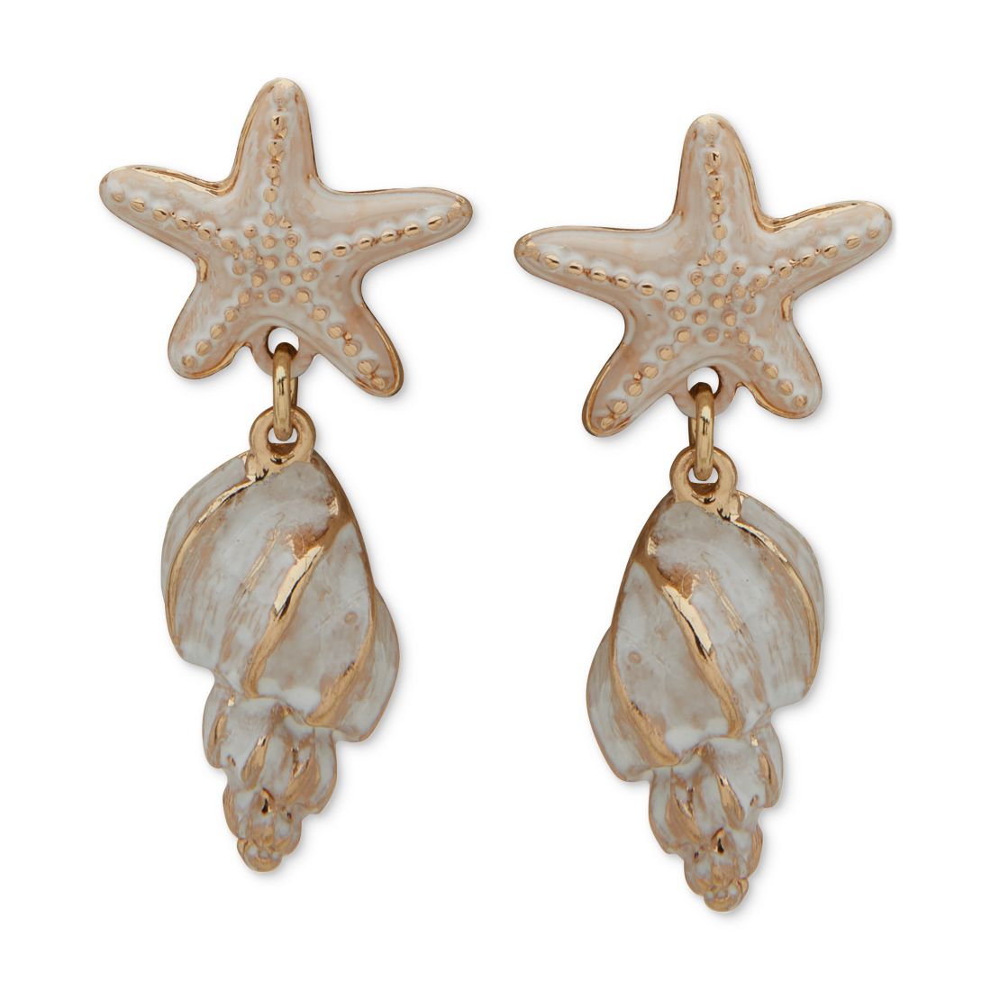 Lonna & Lilly Gold-Tone Starfish & Shell Drop Earrings