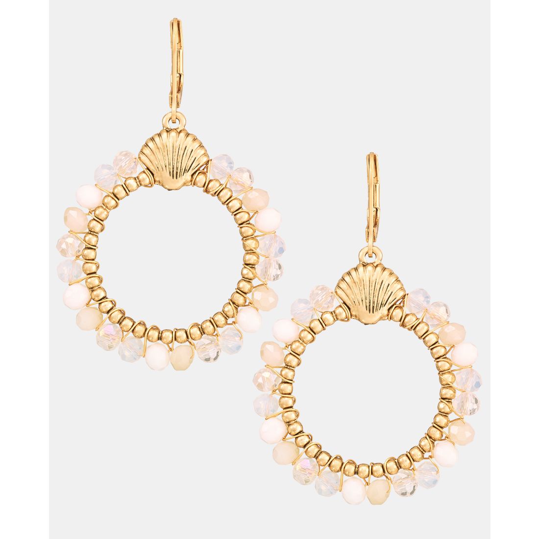 Lonna & Lilly Beaded Shell Open Drop Earrings