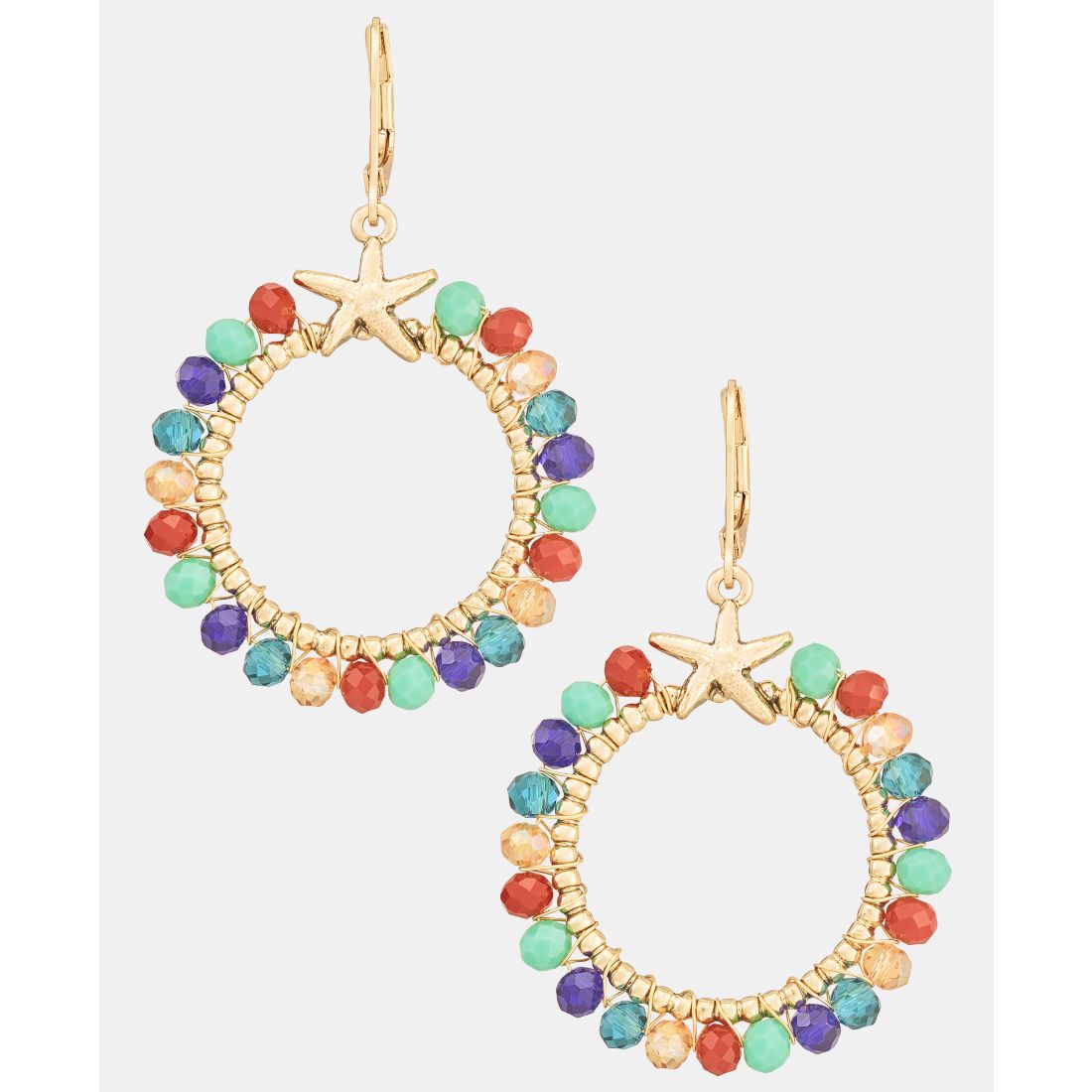 Lonna & Lilly Beaded Starfish Open Drop Earrings