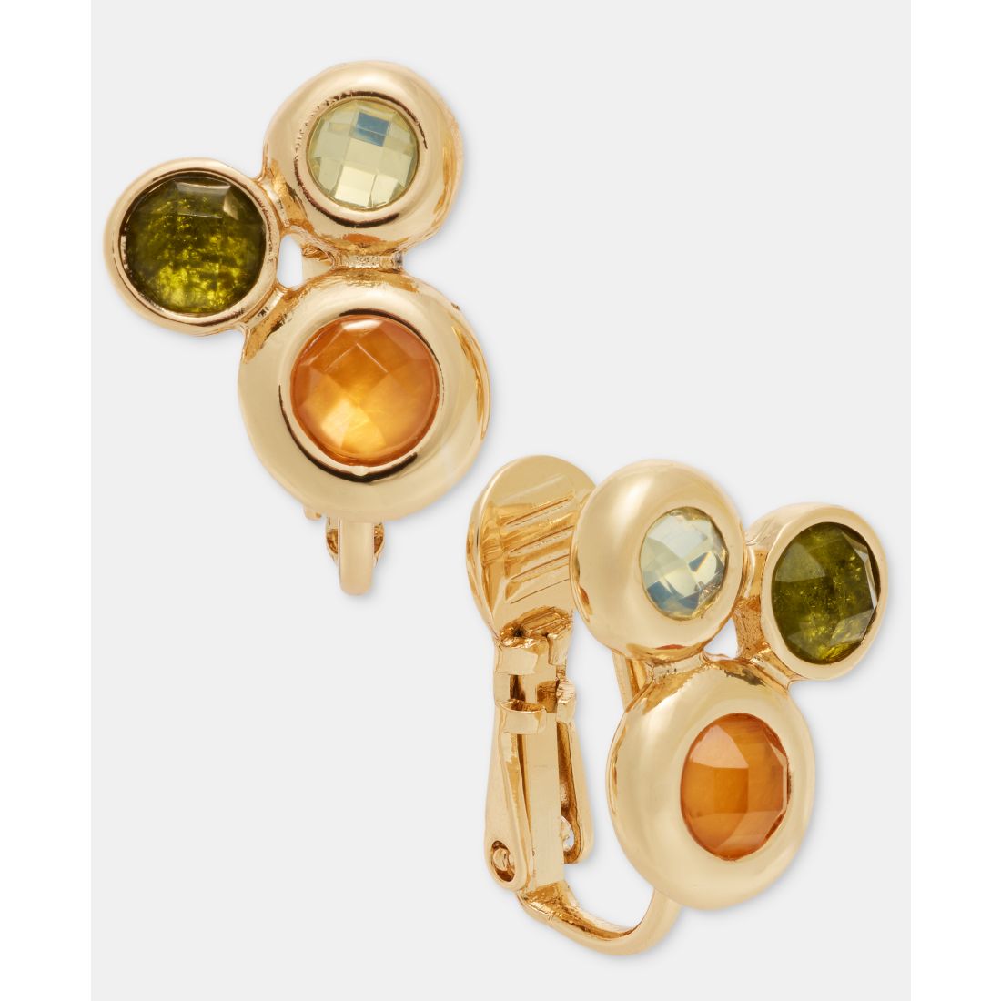 Anne Klein Stone Cluster Clip-On Button Earrings