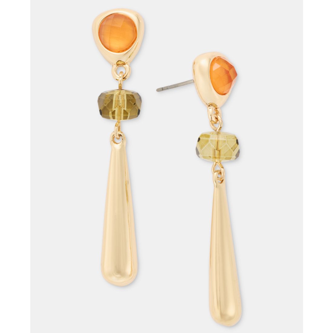 Anne Klein Stone Pebble Linear Drop Earrings