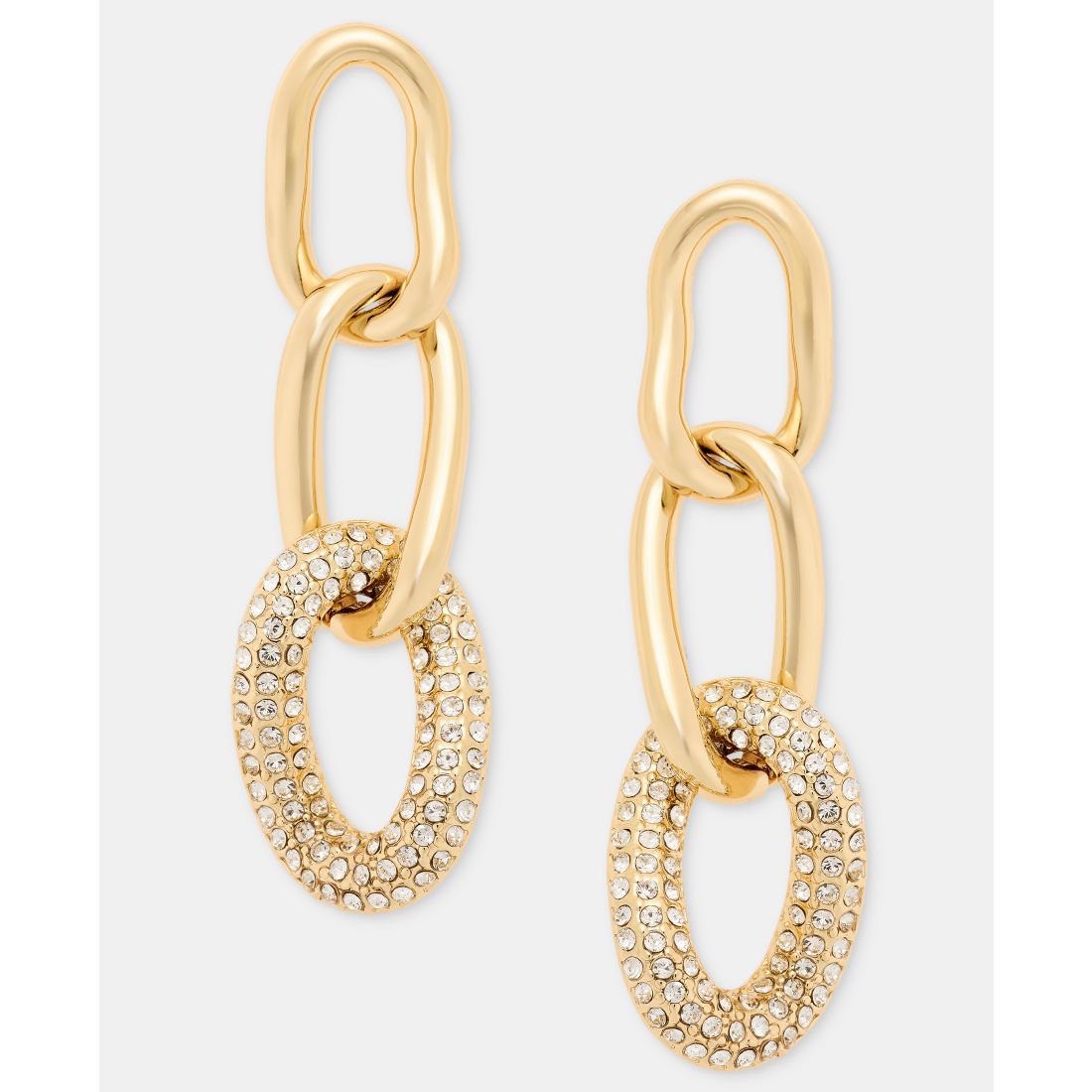 Dkny Pave Link Linear Drop Earrings