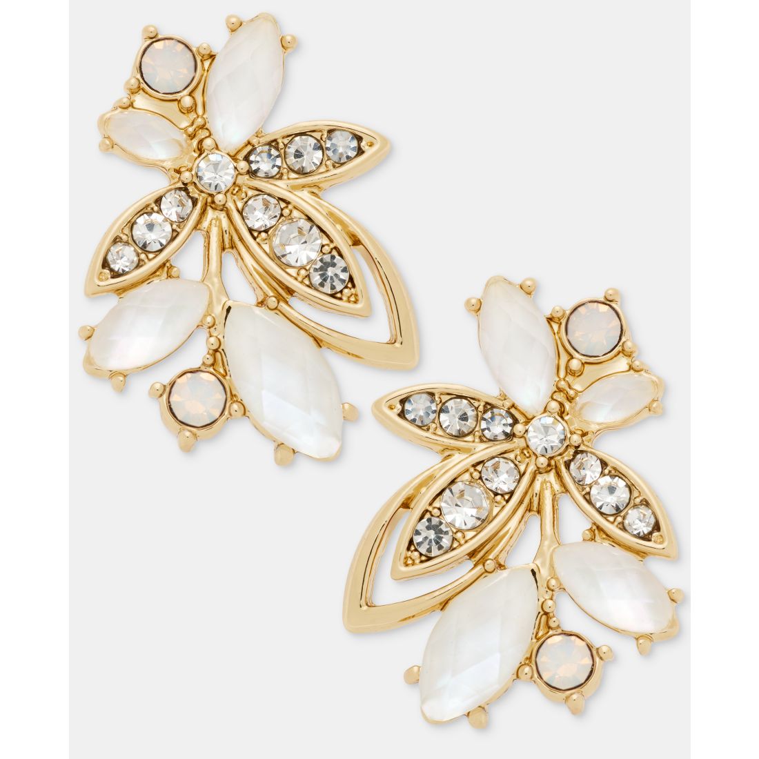 Lonna & Lilly Pave Stone Leaf Stud Earrings