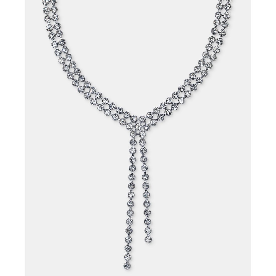 Givenchy Pave Double Row Lariat Necklace, 16" + 3" extender