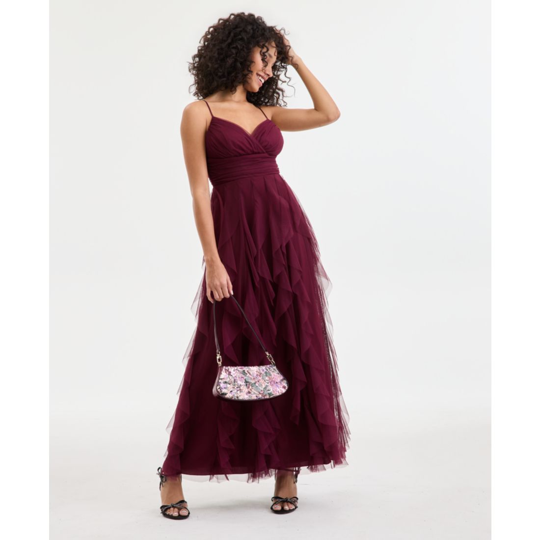 Macy*s pear culture Juniors' Strappy V-Neck Lace Ball Gown available now at  Firewheel Town Center