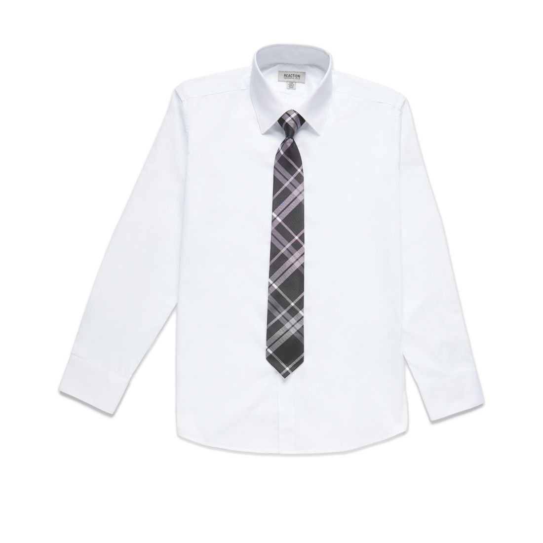 Kenneth Cole Reaction Big Boys Solid Classic Shirt and Tie Set - White, Black