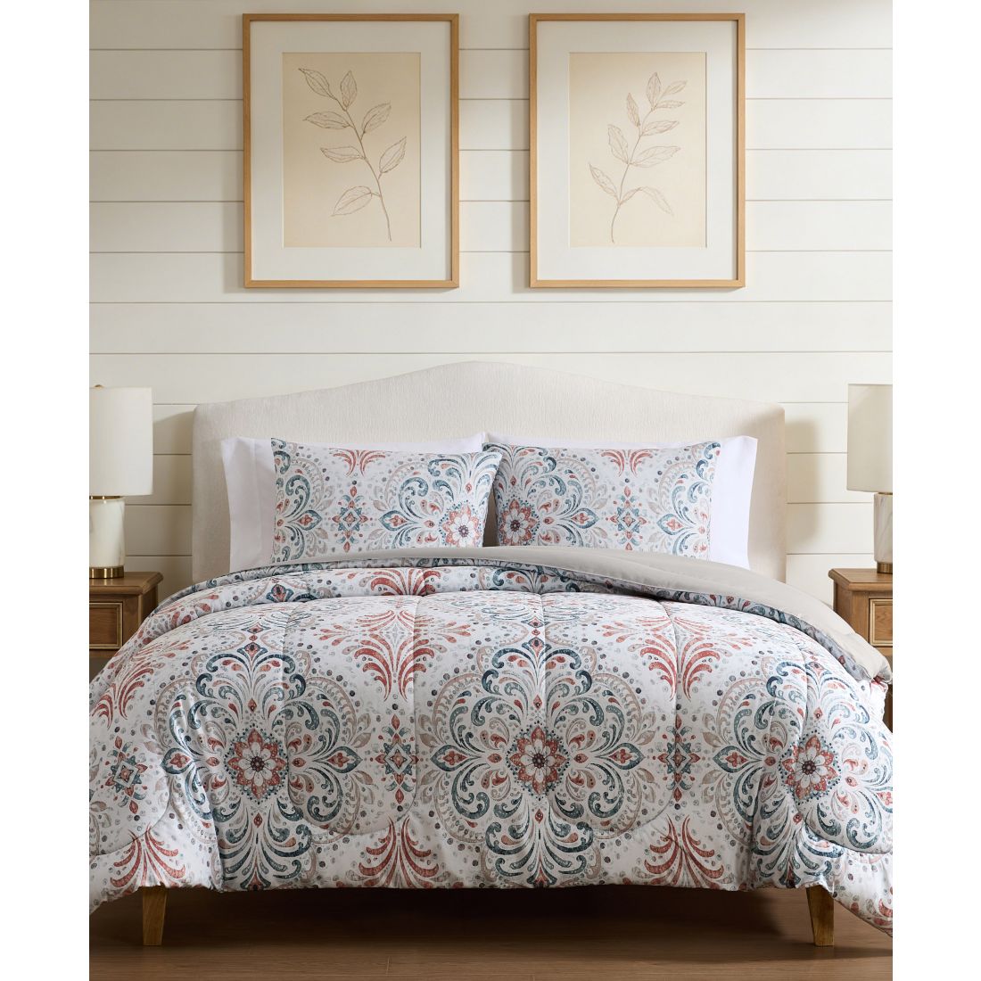 Macy's Ishara Damask 3-Piece Comforter Sets - Rust, Gray