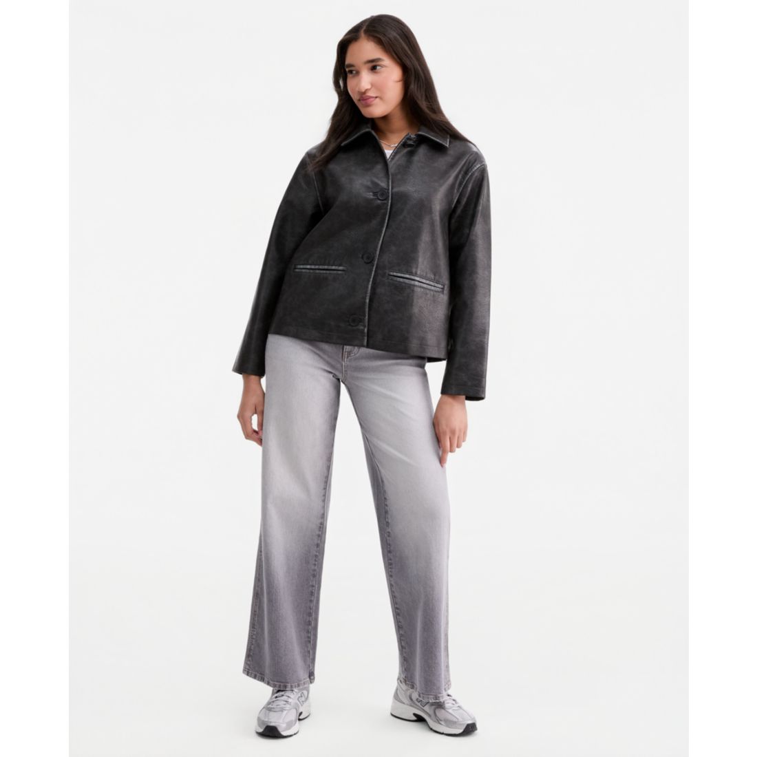 Coffeeshop Women's Oversized Faux Leather Bomber Jacket