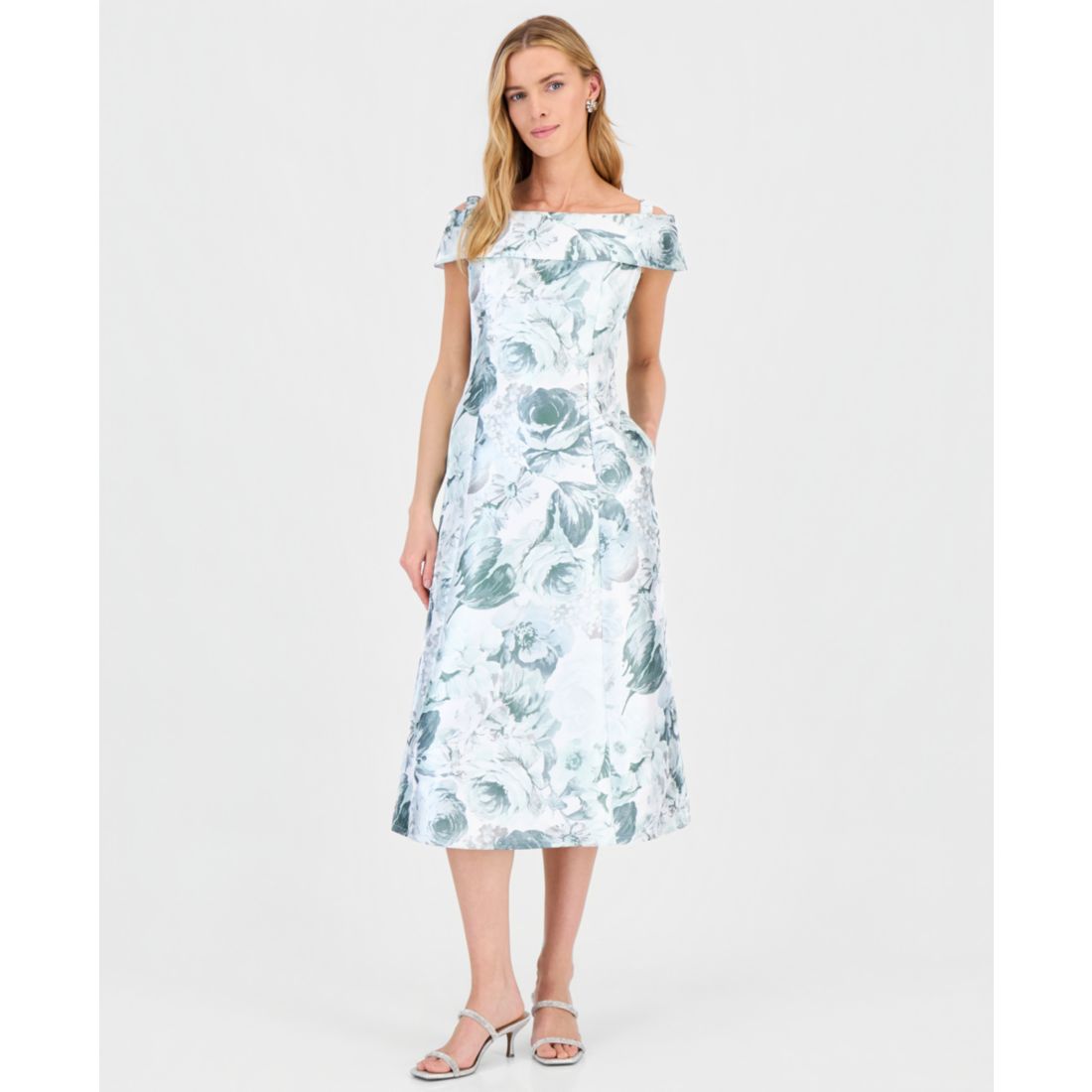 Connected Women's Printed Off-Shoulder Midi Dress