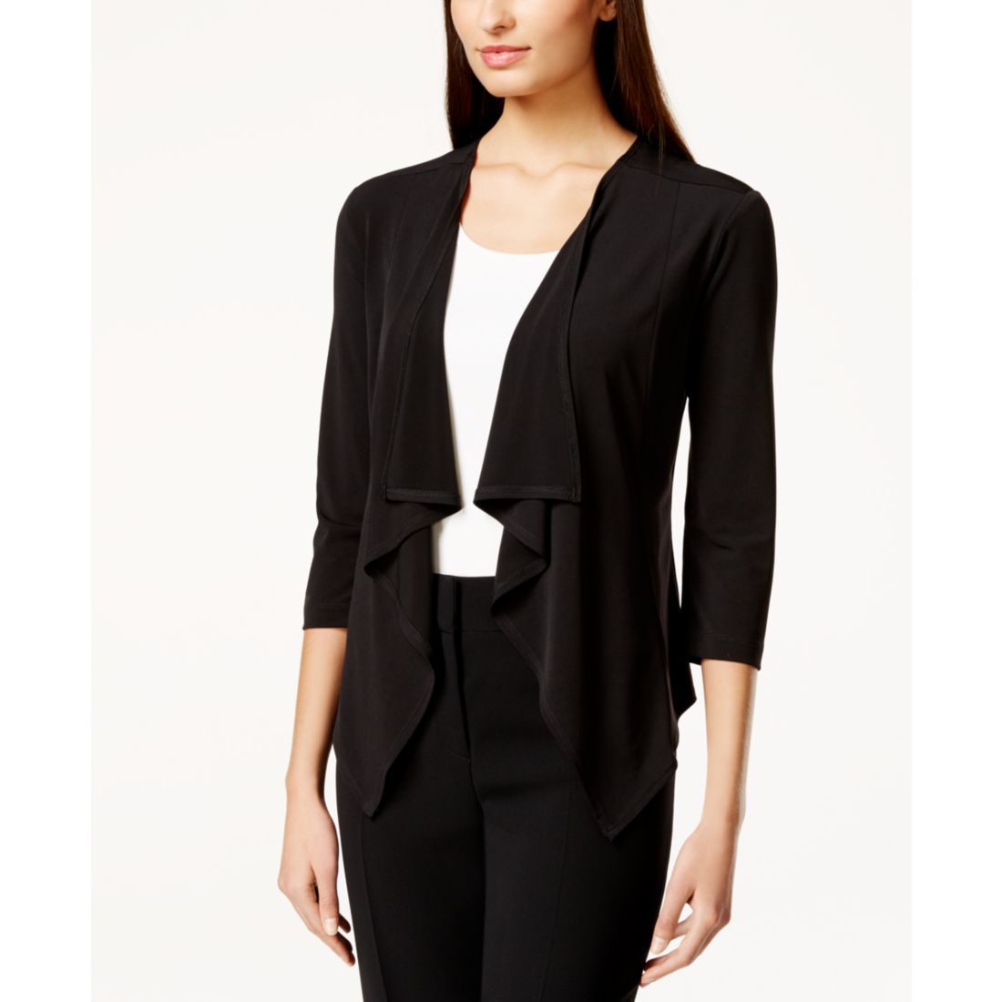 Connected Three-Quarter-Sleeve Ruffle Sweater