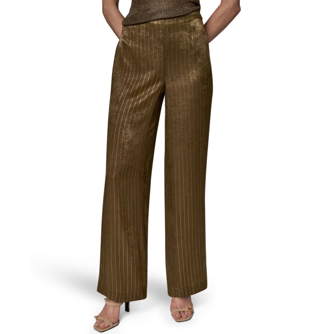 Donna Karan New York Women's Pinstripe Satin Pull-On Pants