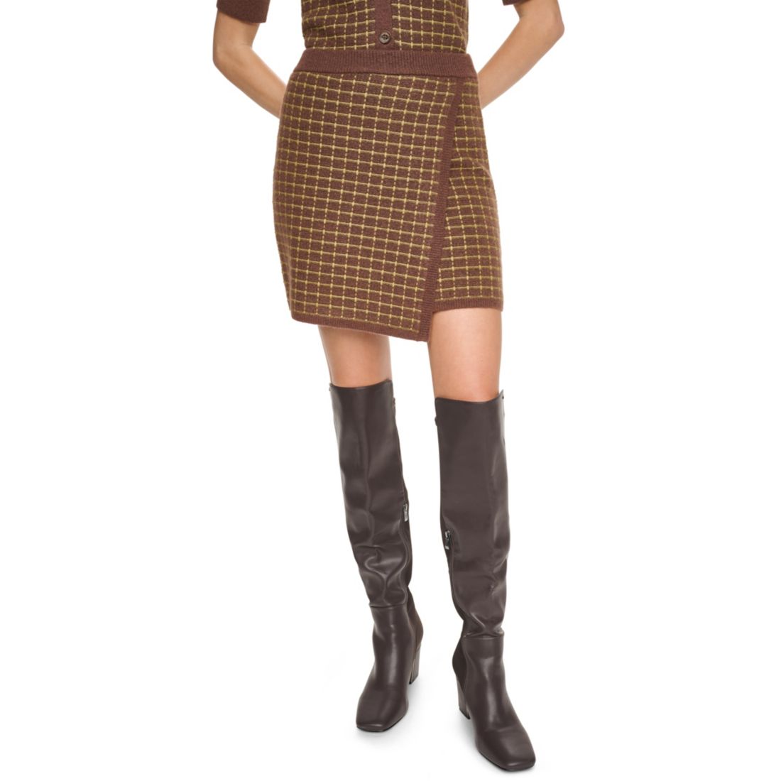 Dkny Jeans Women's Window Pane Plaid Pull-On Mini Skirt