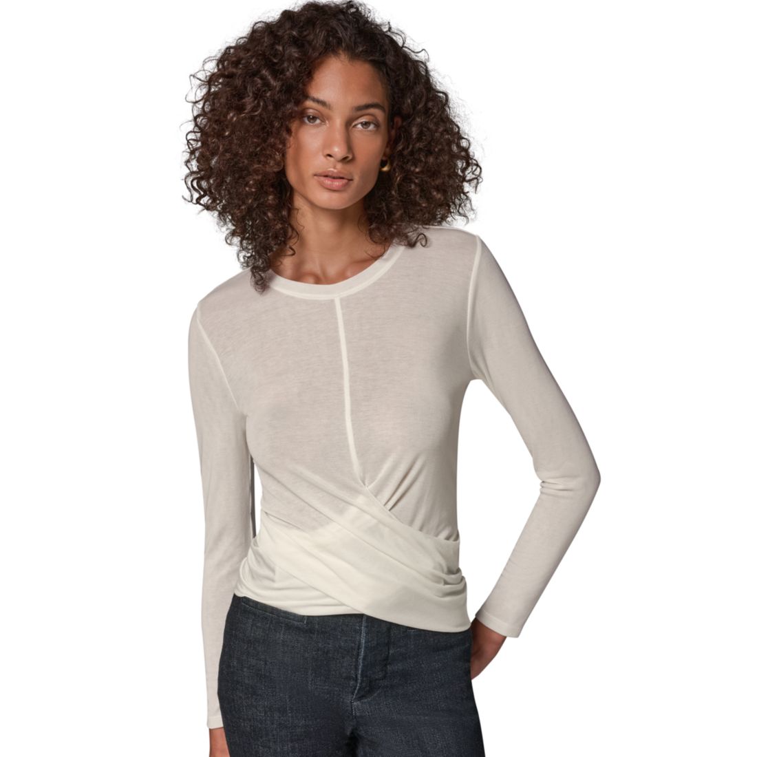 Donna Karan Weekend Women's Long-Sleeve Drape Front Top
