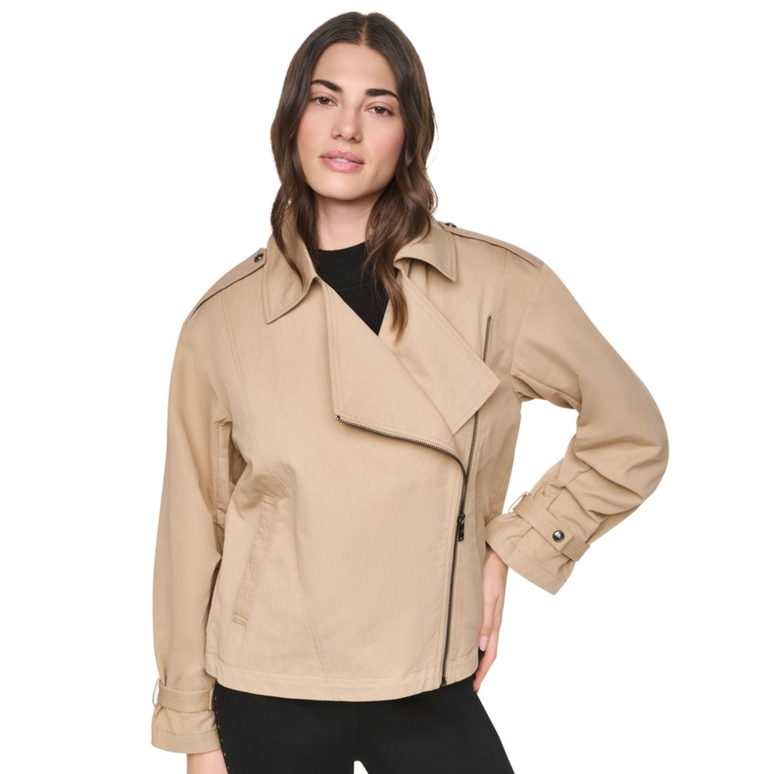 Dkny Women's Collared Zip-Front Utility Jacket