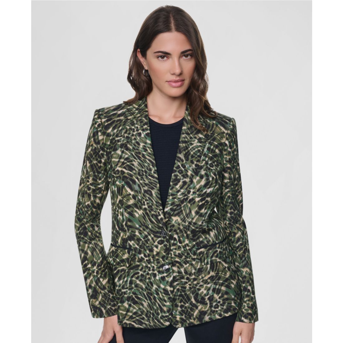 Dkny Women's Two-Button Collared & Flap Pockets Jacket