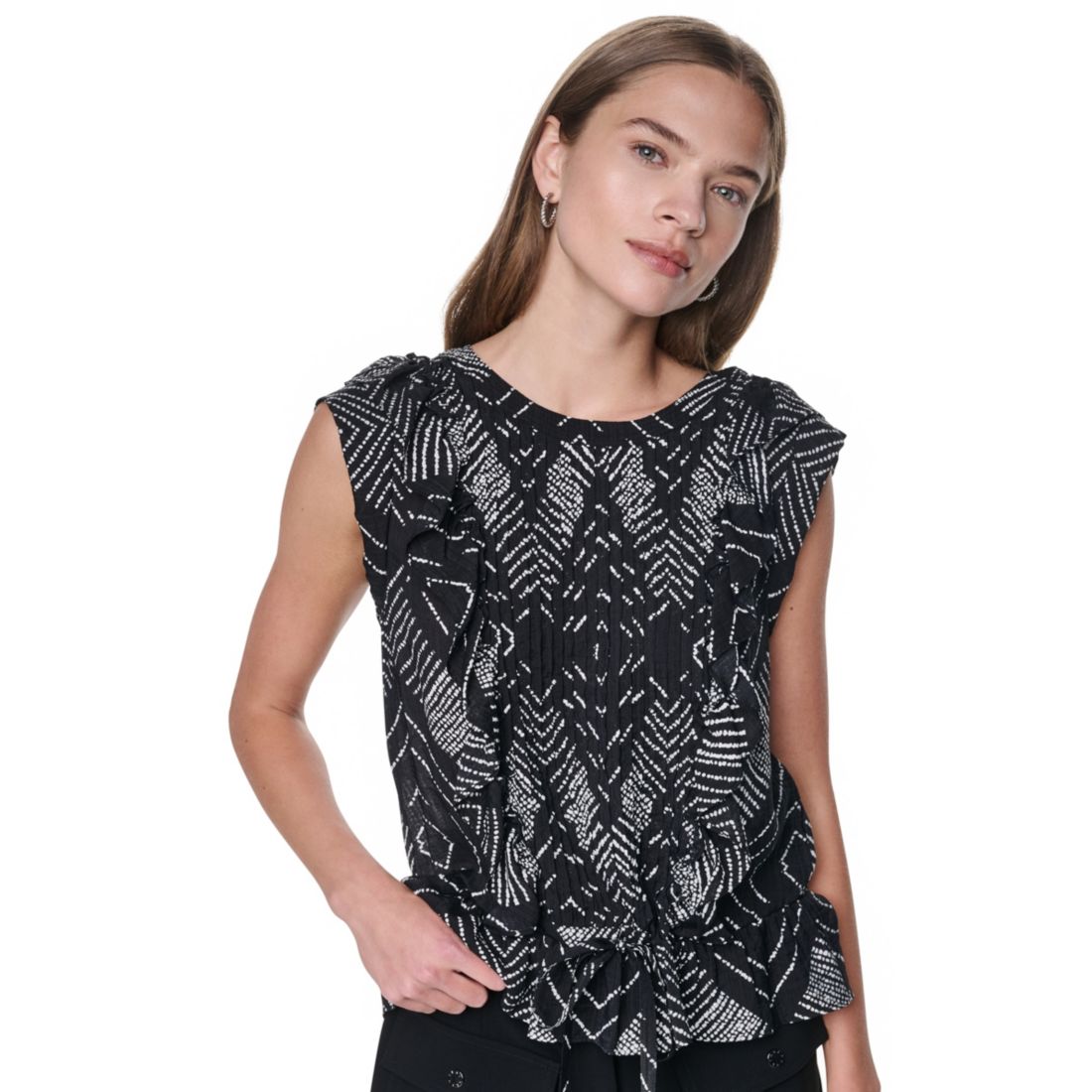 Dkny Women's Printed Crewneck Blouse