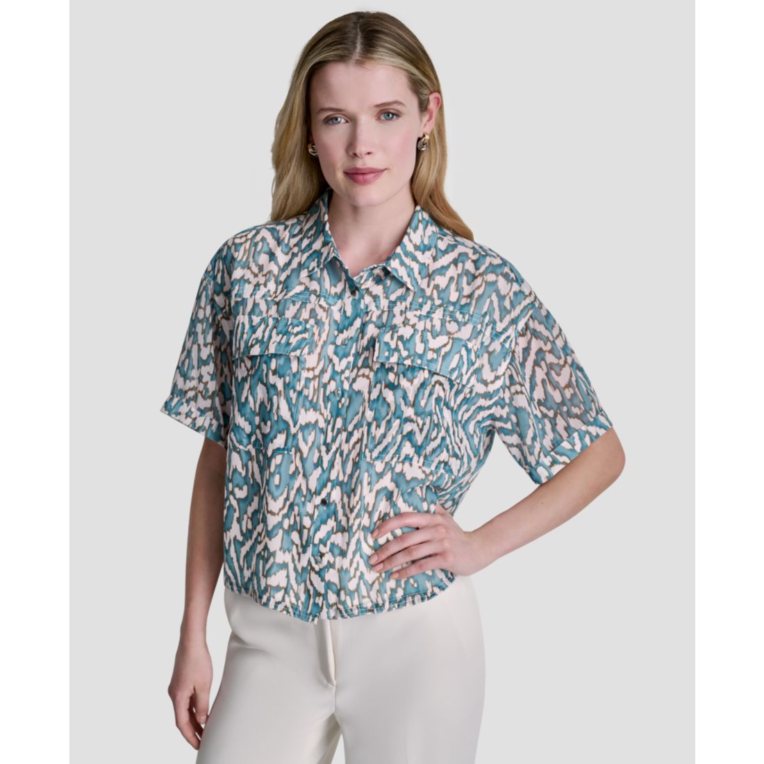 Dkny Women's Printed Short-Sleeve Shirt